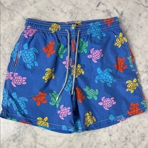 Vilebrequin Royal Blue Swim Trunks with Multicolor Turtle